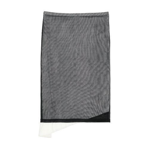 Mm6 Maison Margiela Sheer Ribbed Midi Skirt In Black_and_white
