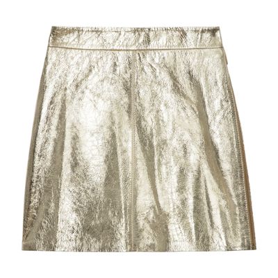 Zadig & Voltaire Jinette Metallic Leather Skirt In Yellow