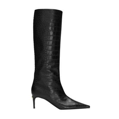 Dolce & Gabbana Crocodile-embossed Leather Boots In Black