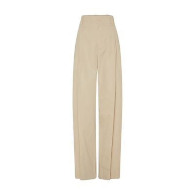 Bottega Veneta Cotton Silk Trousers In Beige