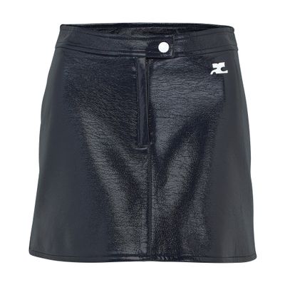 Courrèges Reedition Vinyl Mini Skirt In Blue