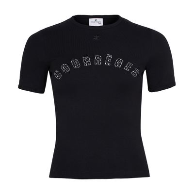 Courrèges Crew Neck Fitted Silhouette Short Sleeves In Black