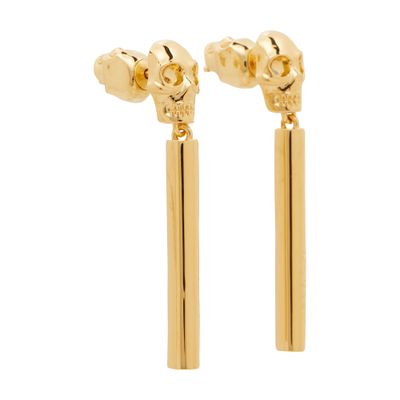 Alexander Mcqueen Skull Liner Drop Earrings In Gold