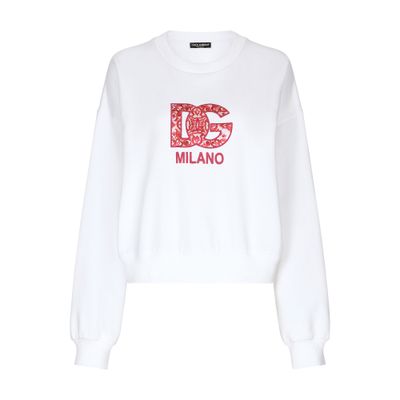 Shop Dolce & Gabbana Jersey Sweatshirt With Dg Patch In Embroidered