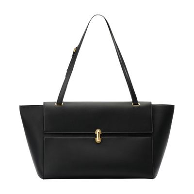 Savette Large Smooth Calfskin Trapèze Bag In Black