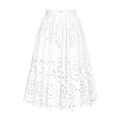 Dolce & Gabbana Long Circle Skirt With Cut-out In White