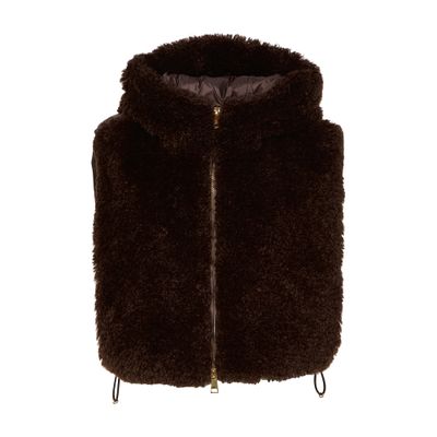 Moncler Bib Sleeveless Jacket In Brown