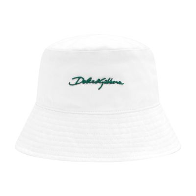 Dolce & Gabbana Logo-appliqué Cotton Bucket Hat In White