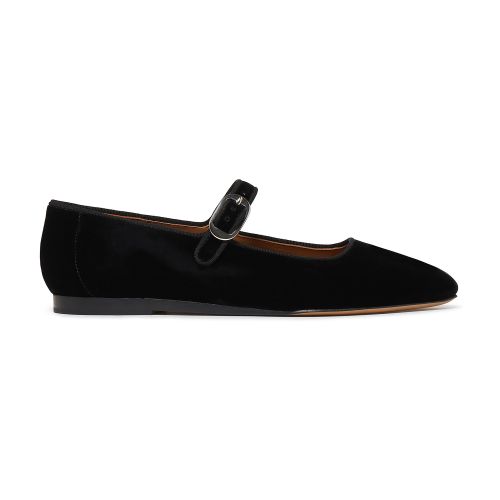 Le Monde Beryl Velvet Mary Jane Flats In Black_velvet