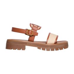 LYMPIA SANDAL IN TRIOMPHE MACCRAMÃ‰ COTTON & CALFSKIN BLACK