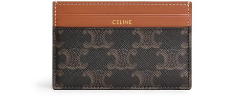 CELINE Medium card holder in Triomphe canvas and calfskin