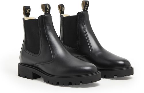 CELINE Margaret chelsea boots with shearling in calfskin