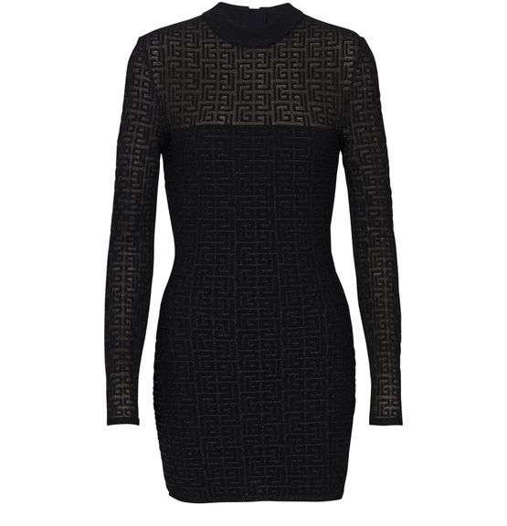 Pb Labyrinthe モノグラム ニット製ドレス レディース | BALMAIN | 24S 