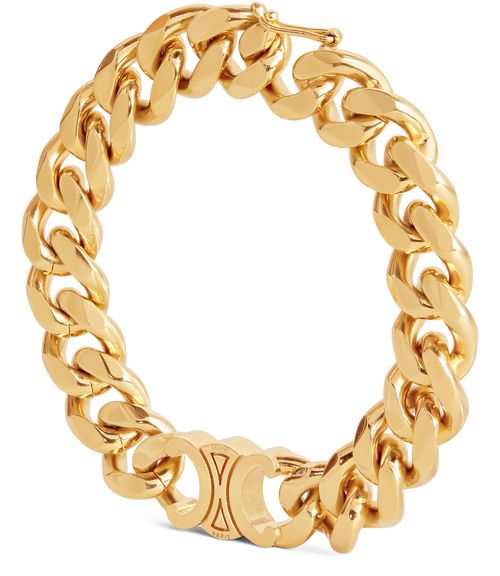 CELINE Bracelet gourmette laiton doré Triomphe