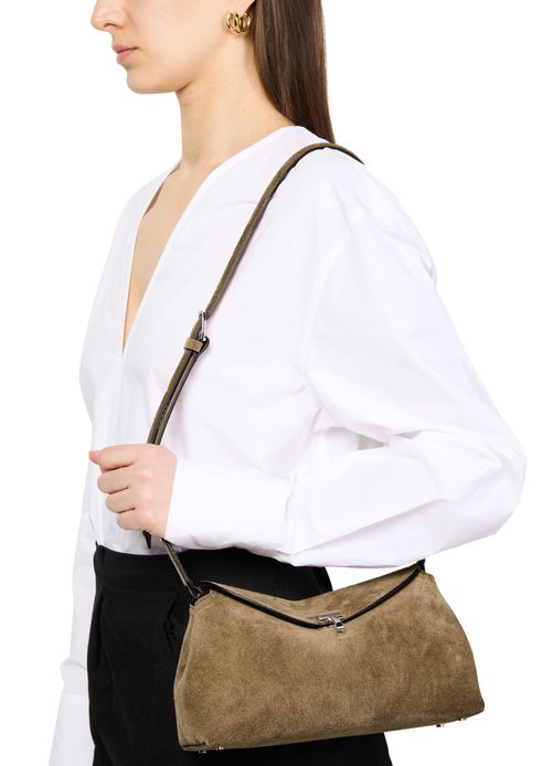 TOTEME Wildleder-Clutch mit T-Schließe