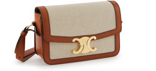 CELINE Teen Triomphe bag in textile and natural calfskin