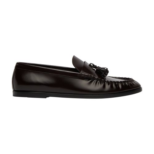 The Row Calfskin Tassel Boyfriend Loafers In Espresso