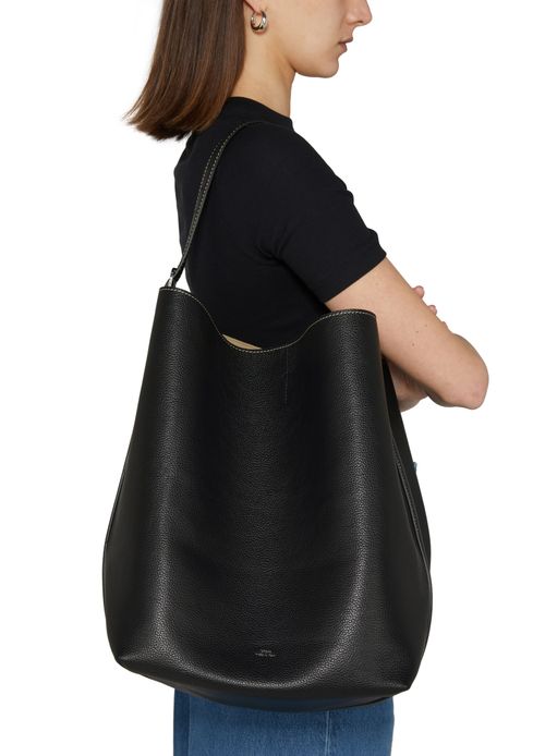 TOTEME Belted grained-leather tote black