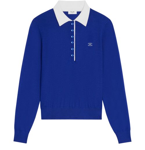 CELINE Polo sweater in fine cashmere silk