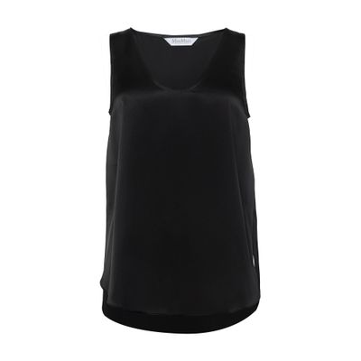 Max Mara Filly Top In Black Silk Satin In Black