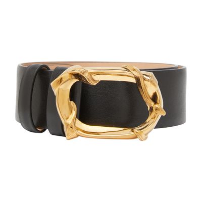 Alexander Mcqueen Black Wrapped Snake Buckle Belt In Black