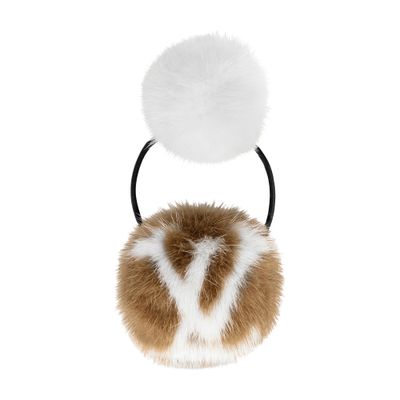 Louis Vuitton Lv Cosy Mink Fur Elastic Scrunchie In Silver