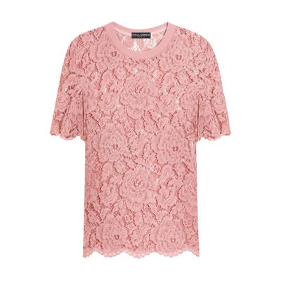 Dolce & Gabbana Dolce&gabbana Pink Lace T Shirt In Multicolor