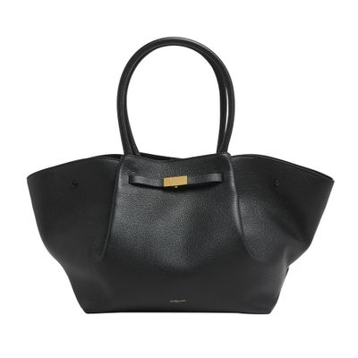 Demellier New York Midi Grained Leather Tote In Black