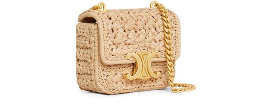 CELINE Mini chain Claude in raffia effect textile