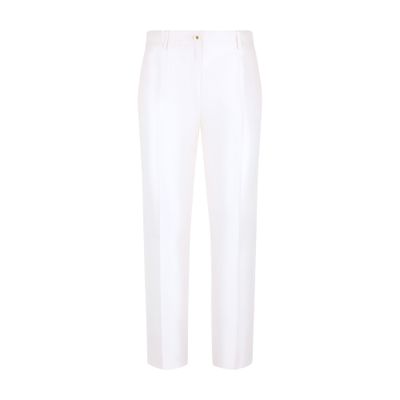 Dolce & Gabbana Silk Tailored Trousers In White