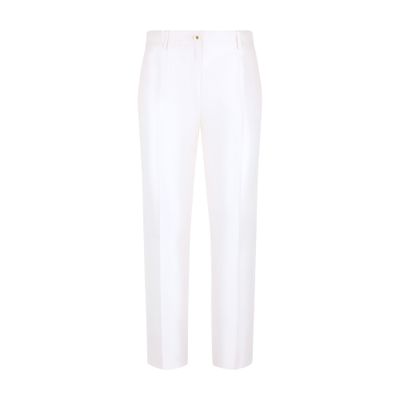 Shop Dolce & Gabbana Tailored Mikado Silk Pants In White