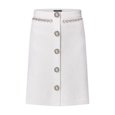 Louis Vuitton Jewel Button Knit Skirt In White