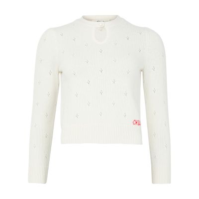 Chloé Chloe Pointelle Wool And Cashmere Sweater In White