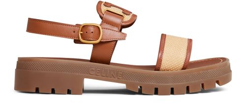 CELINE Celine Clea Triomphe sandals in raffia and calfskin