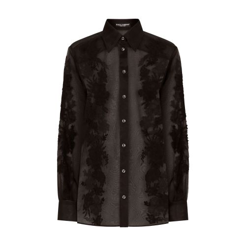 Dolce & Gabbana Long Sleeved Button-down Shirt In Black