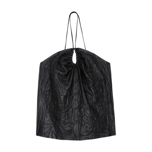 Zadig & Voltaire Cidonie Crinkled Leather Top In Black