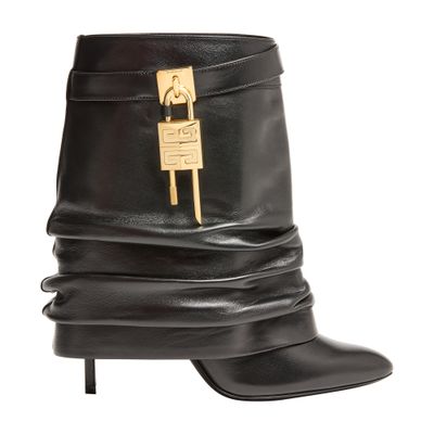 Givenchy Shark Lock Stiletto Ankle Boots In Nappa Leather In Black