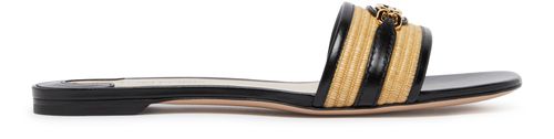 TOM FORD Raffia and smooth calf mules