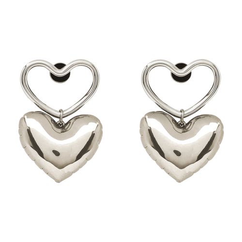 Nina Ricci Blow Up Heart-charm Earrings In Silver