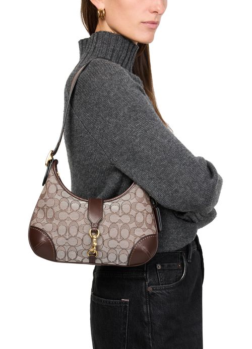 COACH Hamptons signature jacquard hobo bag