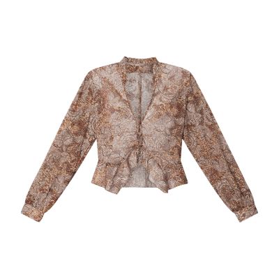 Isabel Marant Women's Celeny Printed Cotton Cinched Blouse In Brown