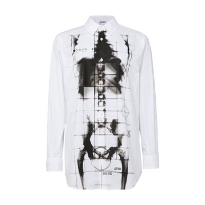 Jean Paul Gaultier White Cotton Shirt With Skeleton Print Front And Back In White