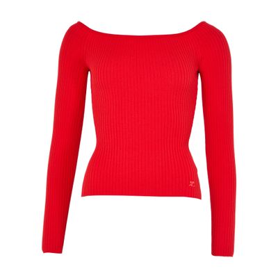 Courrèges Off Shoulder Rib Knit Top