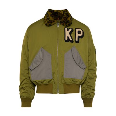 Kenzo Logo-embroidered Bomber Jacket In Kaki