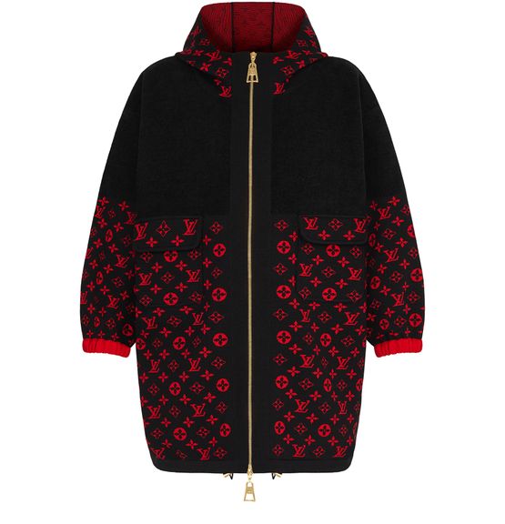 Women's Oversized Wool-Knit Monogram Hoodie, LOUIS VUITTON