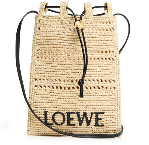 LOEWE Raffia drawstring pocket