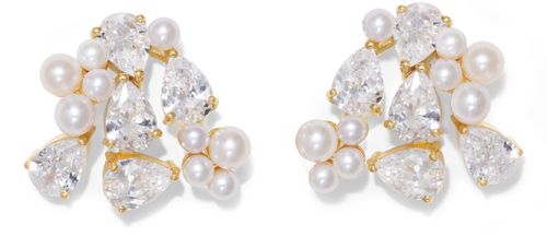 COMPLETEDWORKS Ohrringe aus recyceltem Gold Vermeil mit Perlen und Zirkonias