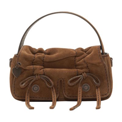 Acne Studios Multipocket Mini Suede Crossbody Bag In Brown