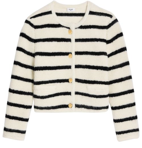 CELINE Marinière in wool cardigan