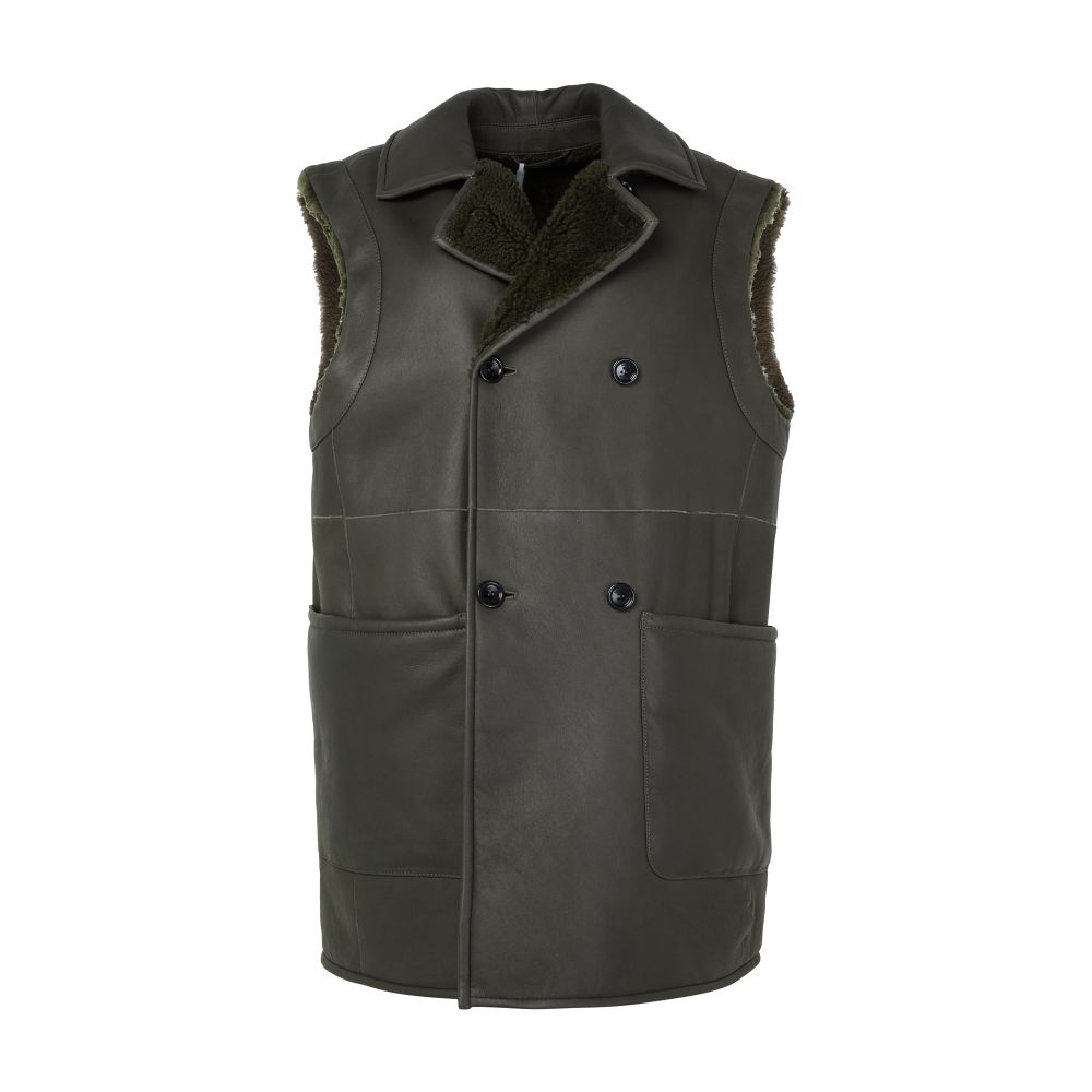Brianza leather sleeveless jacket thumbnail 7